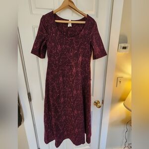 Pact Fit & Flare Signature Scoop Maxi Dress Size Large Garden Sketches Organic